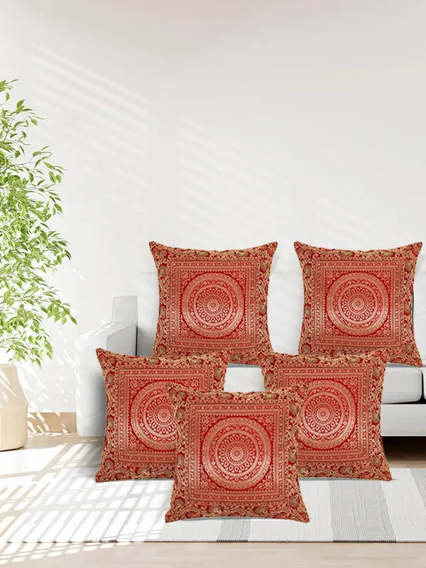 Multi_Silk_Brocade_Embroidery_Silk_Cushion_Nd_Pillow_Covers_(16_X16_Inch)_For_Sofa_Bedroom_Bedroom,_Living_Room,_Office_(Multicolor_Maroon)_Pack_Of_5