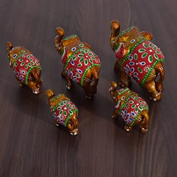 Gold_Handcrafted_Set_Of_5_Showpiece_Elephant_For_Decoration_For_Office,_Home_And_Gift_Purpose_Birthday,_Occasional_Nd_Thankasgiving_Party_(20X10Cm,15X_8Cm,14X8_Cm)