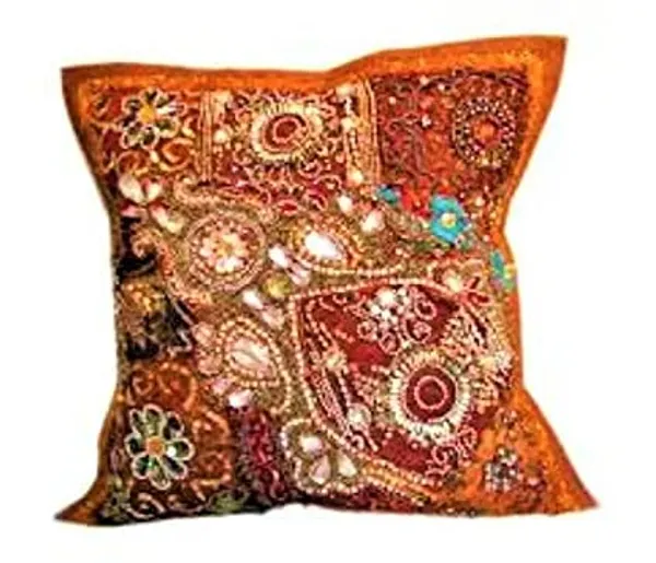 Multi_Patch_Embroidery_Silk_Cushion_Nd_Pillow_Covers_(16_X16_Inch)_For_Sofa_Bedroom_Bedroom,_Living_Room,_Office_(Multicolor_Orange)_Pack_Of_1