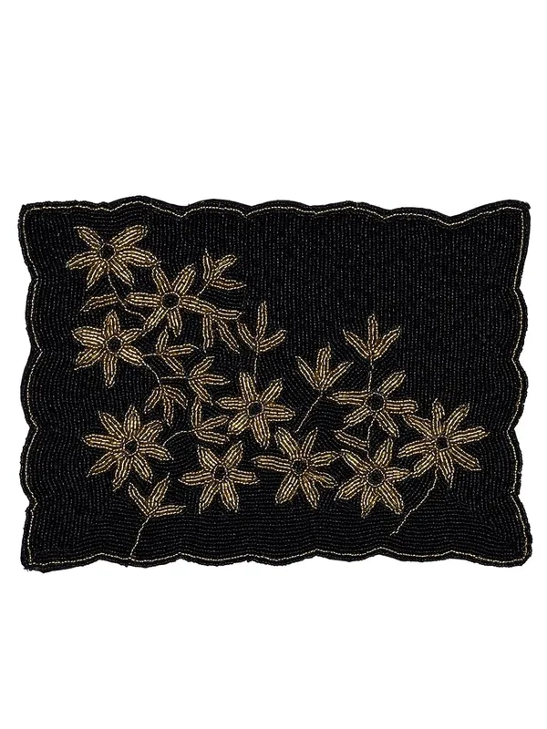 Firozi_Poleyster_Placemats,_Beaded_Design,14_Inch_Gulmohar_Floral_Pattern,_Best_For_Bed-Side_Table/Center_Table,_Dining_Table/Shelves_Pack_Of_2