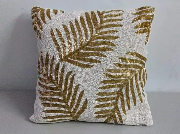 Golden_400_Tc_Printed_Beaded_Pillows_Case/Sofa_Cushion_Cover_(16_X16_Inch_Gold_Leaf)_For_Sofa_Bedroom,_Living_Room,_Office_Cushion_Cover_-_Set_Of_1(40.64_Cm*40.64_Cm)