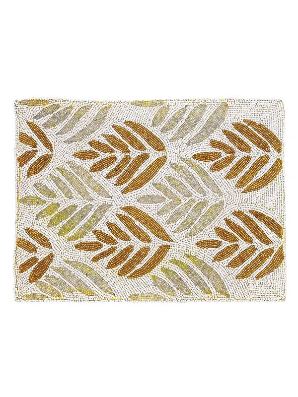 Firozi_Poleyster_Placemats,_Beaded_Design,14_Inch_Gulmohar_Floral_Pattern,_Best_For_Bed-Side_Table/Center_Table,_Dining_Table/Shelves_Pack_Of_1