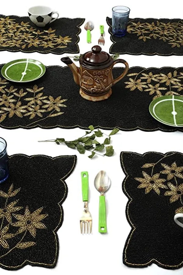 Multicolor_Best_Export_Quality_Jacquard_Cotton_Dining_Table_Mats_5_Pieces_With_Runner_-(Set_Of_5_,One_Runner_Nd_4_Placemats)_(Mats-_14"_X_12"_And_Table_Runner-_36"_X_13")