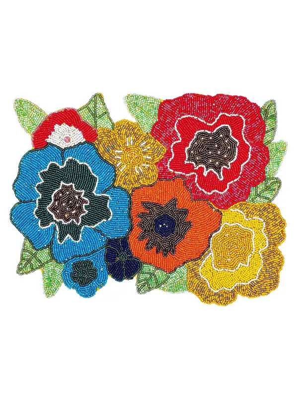 Firozi_Poleyster_Placemats,_Beaded_Design,14_Inch_Gulmohar_Floral_Pattern,_Best_For_Bed-Side_Table/Center_Table,_Dining_Table/Shelves_Pack_Of_2