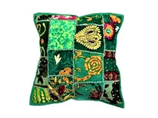 Multi_Patch_Embroidery_Silk_Cushion_Nd_Pillow_Covers_(16_X16_Inch)_For_Sofa_Bedroom_Bedroom,_Living_Room,_Office_(Multicolor_Green)_Pack_Of_1