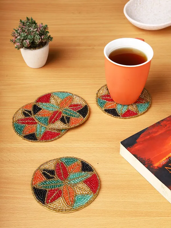 Multicolor_Beaded_Printed_Matte_Finish_Coasters_For_Cups_And_Dining_Table_Set_Of_4
