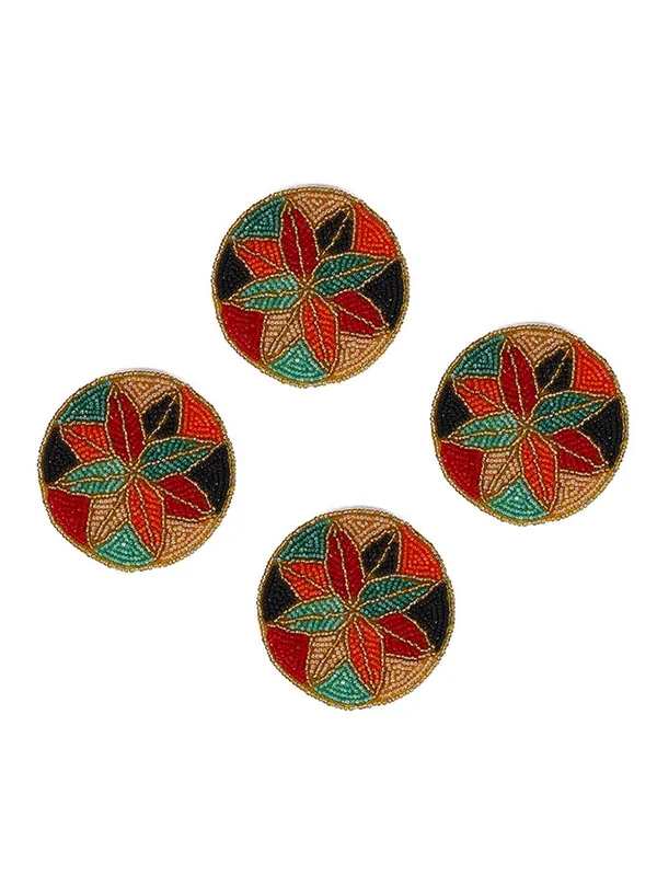 Multicolor_Beaded_Printed_Matte_Finish_Coasters_For_Cups_And_Dining_Table_Set_Of_4