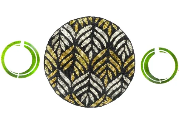 Black_Poleyster_Placemats,_Beaded_Design,14_Inch_Black_&_Golden_Pattern,_Best_For_Bed-Side_Table/Center_Table,_Dining_Table/Shelves
