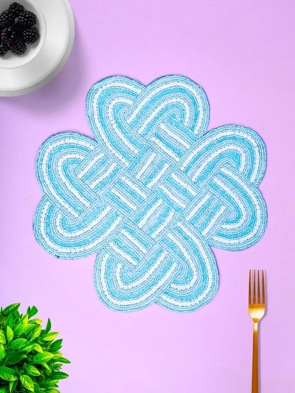 Firozi_Poleyster_Placemats,_Beaded_Design,14_Inch_Gulmohar_Floral_Pattern,_Best_For_Bed-Side_Table/Center_Table,_Dining_Table/Shelves_Pack_Of_2