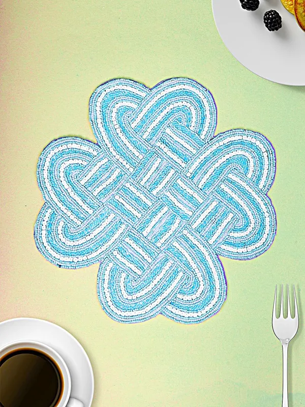 Firozi_Poleyster_Placemats,_Beaded_Design,14_Inch_Gulmohar_Floral_Pattern,_Best_For_Bed-Side_Table/Center_Table,_Dining_Table/Shelves_Pack_Of_2