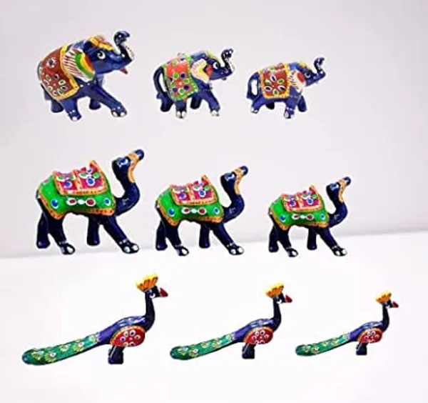 Gold_Handcrafted_Set_Of_6_Showpiece_Elephant/Cameleon/Peacock_(20X10Cm,_15X_8Cm,_14X_8_Cm)_For_Birthday,_Occasional_Nd_Thanksgiving_Party_Decoration_Blue_Turquoise