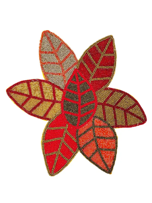 Firozi_Poleyster_Placemats,_Beaded_Design,14_Inch_Gulmohar_Floral_Pattern,_Best_For_Bed-Side_Table/Center_Table,_Dining_Table/Shelves_Pack_Of_2