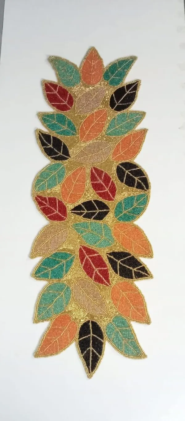 Multicolor_Handcraft_Beaded_Dunning_Table_Runner_13X36_Multicolor_Leafy_Desgin