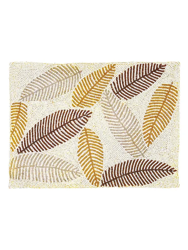 Firozi_Poleyster_Placemats,_Beaded_Design,14_Inch_Gulmohar_Floral_Pattern,_Best_For_Bed-Side_Table/Center_Table,_Dining_Table/Shelves_Pack_Of_2