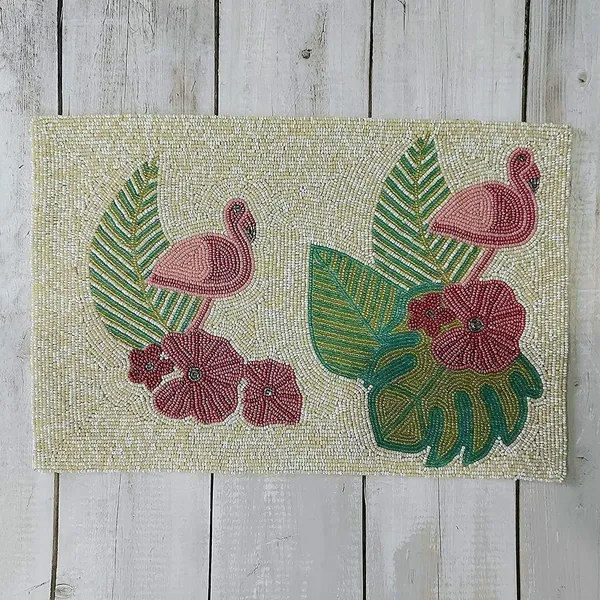 Pink_Poleyster_Placemats,_Beaded_Design,14_Inch_Reactngle_Pink_Swan_Pattern,_Best_For_Bed-Side_Table/Center_Table,_Dining_Table/Shelves