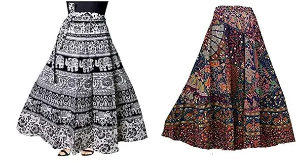 Multicolor_Jaipuri_Tribal_People_Printed_Cotton_Long_Skirts_Combo