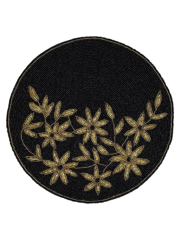 Firozi_Poleyster_Placemats,_Beaded_Design,14_Inch_Gulmohar_Floral_Pattern,_Best_For_Bed-Side_Table/Center_Table,_Dining_Table/Shelves_Pack_Of_2