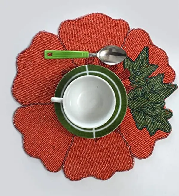 Turquoise_Beaded_Dining_Table_Dinning_Peach_Flower_Round_Mat_14_Inches_Circle