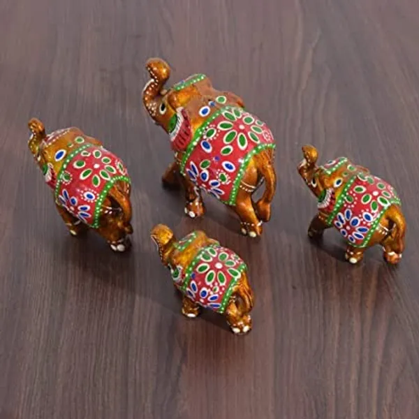 Gold_Handcrafted_Set_Of_4_Showpiece_Elephant_For_Decoration_For_Office,_Home_And_Gift_Purpose_Birthday_(20X10Cm,15X_8Cm,14X8_Cm)
