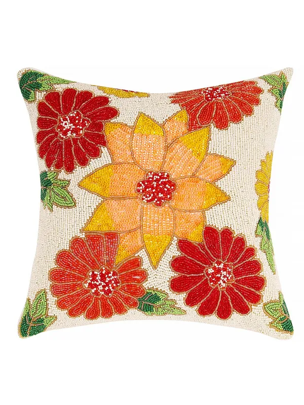 Multicolor_Beautiful_Satin_400_Tc_Printed_Cushions_&_Pillows_Case_Beaded_Red_Flower_(40.64_Cm*40.64_Cm)