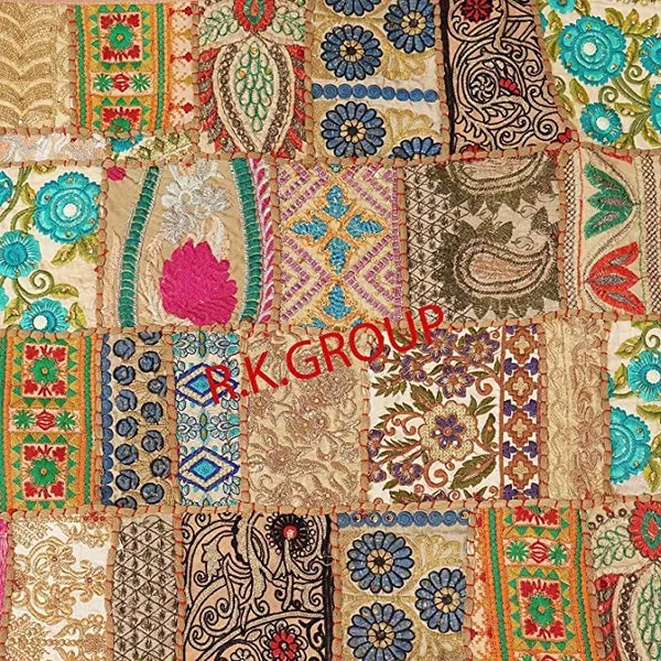 Orange_Table_Runner_For_6_Seater_Dining_Table_Cotton_Beaded_Antique_Handmade_Rajasthani_Patchwork_Embroidered,_Home_Decor_&_Eating_Areas_At_Party_And_Wedding_20_X_72_Inches