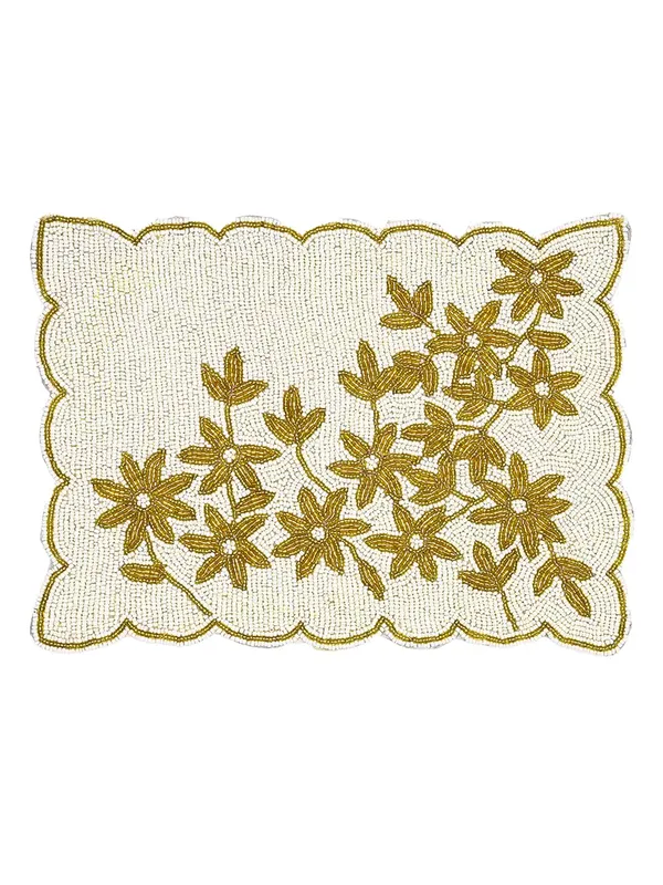 Firozi_Poleyster_Placemats,_Beaded_Design,14_Inch_Gulmohar_Floral_Pattern,_Best_For_Bed-Side_Table/Center_Table,_Dining_Table/Shelves_Pack_Of_2