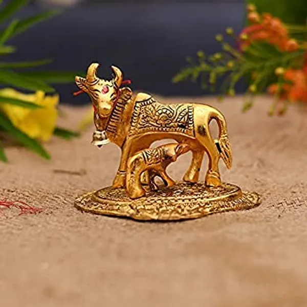 Gold_Oxidised_Cow_And_Calf_Figurine_(Colour_Gold)_12@11_Cm_Gift_Items_Kamdhenu_Cow_And_Calf_Idol_Showpiece_In_Brass_Like_Metal_For_Home_D_Cor_And_Decorative_Gift_(200_Grams)