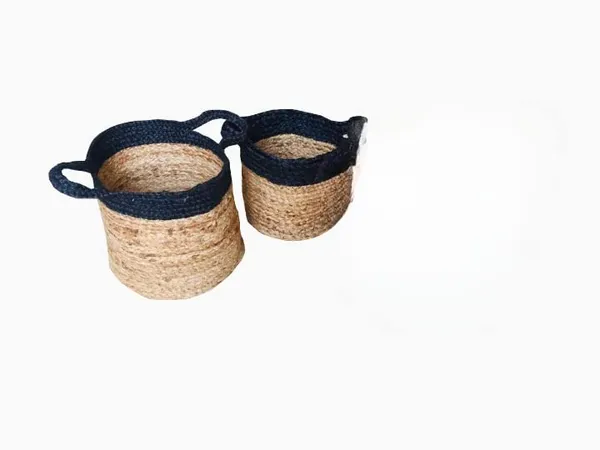 Multicolor_Jute_Cotton_Basket_Fruit_Basket_Handcrafted_Woven_Storage_Planter_Basket_For_Home_Decor,_Multi-Purpose_Bag_With_Handle_For_Living_Room_Bathroom_Laundry_Toys_Beige_White_Black_(8X8,)_Set_Of_2