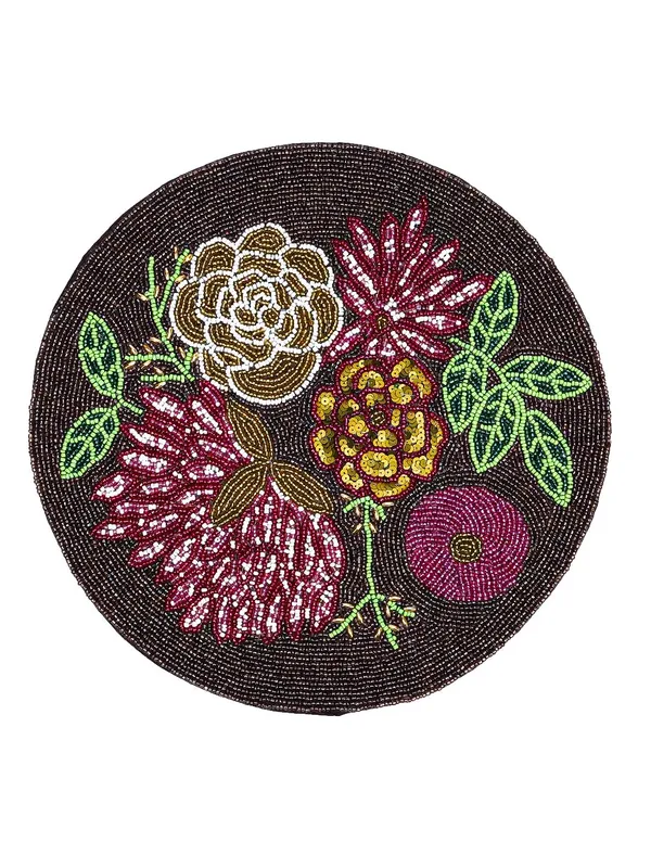 Firozi_Poleyster_Placemats,_Beaded_Design,14_Inch_Gulmohar_Floral_Pattern,_Best_For_Bed-Side_Table/Center_Table,_Dining_Table/Shelves_Pack_Of_2