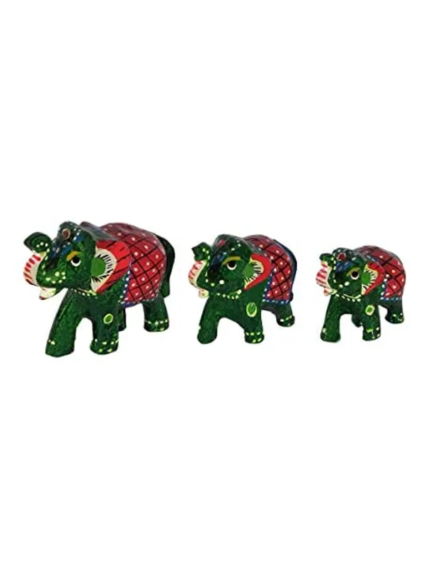 Gold_Handcrafted_Set_Of_3_Showpiece_Elephant_For_Decoration_For_Office,_Home_And_Gift_Purpose_Birthday,_Occasional_Nd_Thankasgiving_Party_(20X10Cm,15X_8Cm,14X8_Cm)_Green