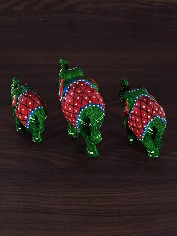 Gold_Handcrafted_Set_Of_3_Showpiece_Elephant_For_Decoration_For_Office,_Home_And_Gift_Purpose_Birthday,_Occasional_Nd_Thankasgiving_Party_(20X10Cm,15X_8Cm,14X8_Cm)_Green