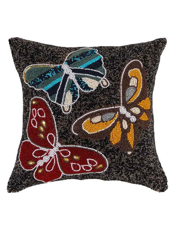 Multicolor_Printed_Beaded_Cushion_Covers_Case_Pillowcases_16X16_Inches_Butterfly_Pattern(40X40_Cms)_Throw_Pillow_Sham_Floral_Cushion_Covers_For_Sofa_Couch_Bed_Chair_Pack_Of_1