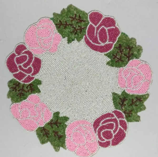 Turquoise_Beaded_Dining_Table_Dinning_Rose_Flower_Border_Round_Mat_12_Inches_Circle