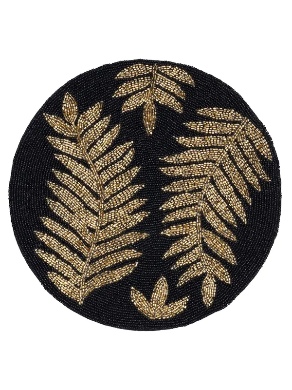 Firozi_Poleyster_Placemats,_Beaded_Design,14_Inch_Gulmohar_Floral_Pattern,_Best_For_Bed-Side_Table/Center_Table,_Dining_Table/Shelves_Pack_Of_2