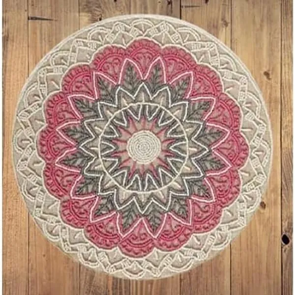 Firozi_Jute_Placemats,_Beaded_Design,14_Inch_Pink_Pattern,_Best_For_Bed-Side_Table/Center_Table,_Dining_Table/Shelves