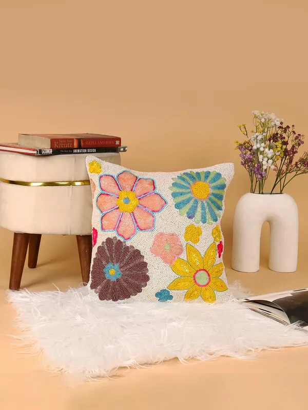 Multicolor_Printed_Cushions_&_Pillows_Case_Beaded_Floral_Pattern_(40.64_Cm*40.64_Cm,_Multicolor)