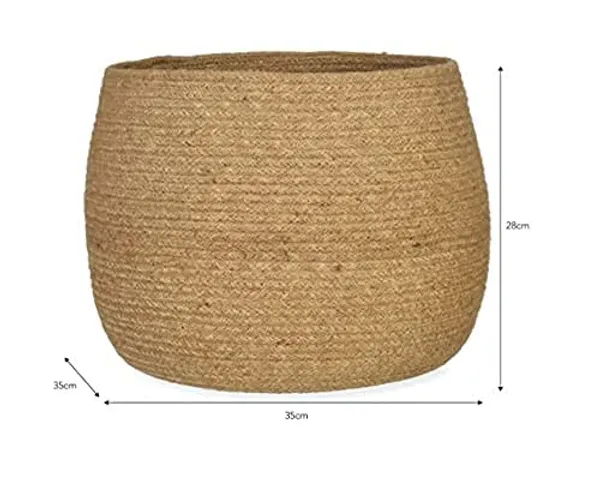 Beige_Jute_Cotton_Fruit_Basket_Handcrafted_Woven_Storage_Planter_Basket_For_Home_Decor,_Multi-Purpose_Bag_With_Handle_For_Living_Room_Bathroom_Laundry_Toys_Beige_White_Black_(8X8,_Black)