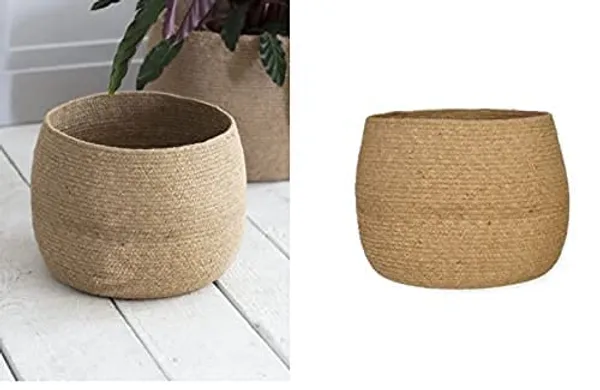 Beige_Jute_Cotton_Fruit_Basket_Handcrafted_Woven_Storage_Planter_Basket_For_Home_Decor,_Multi-Purpose_Bag_With_Handle_For_Living_Room_Bathroom_Laundry_Toys_Beige_White_Black_(8X8,_Black)
