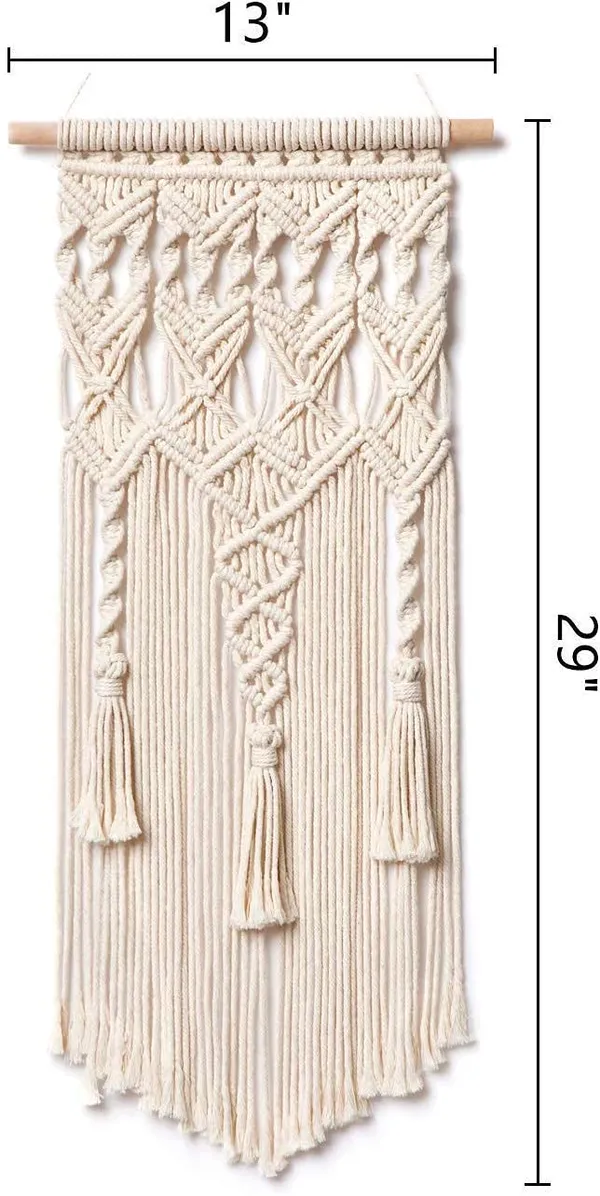 Off-White_Macrame_Cotton_Rope_Handmade_Wall_Hanging_Tapestry|Abstract,_Beige_Geometric_Art_I_Bohemian_Vintage_Style/_Modern_Room_Home_Decor_|_Gifting_(Ivory)_(Off-White,_13"_X_29")