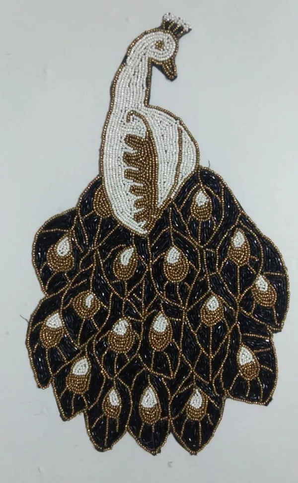 Black_Poleyster_Placemats,_Beaded_Design,14_Inch_Peacock_Pattern,_Best_For_Bed-Side_Table/Center_Table,_Dining_Table/Shelves