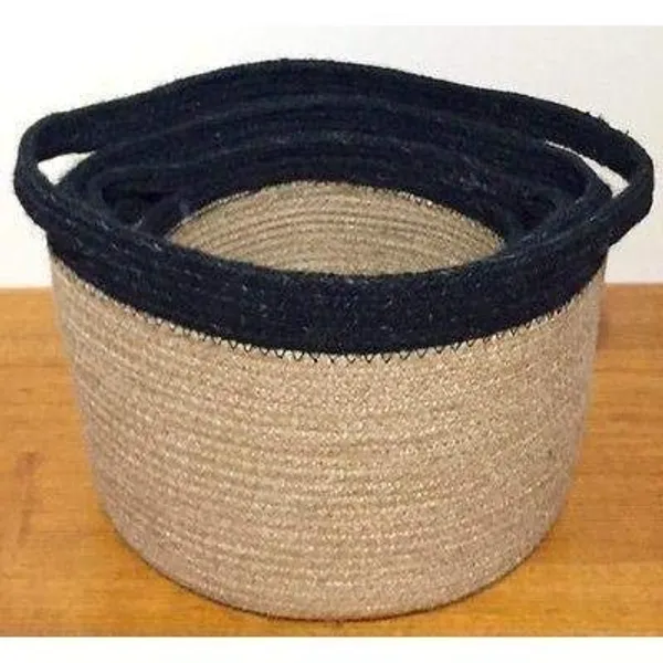 Multicolor_Jute_Cotton_Fruit_Basket_Handcrafted_Woven_Storage_Planter_Basket_For_Home_Decor,_Multi-Purpose_Bag_With_Handle_For_Living_Room_Bathroom_Laundry_Toys_Beige_White_Black_(6X6},_Black&Beige)