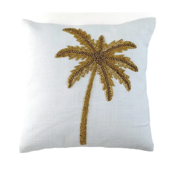 White_&_Golden_Satin_400Tc_Decorative_Pillowcover,_16_X_16_Inches,_White_&_Golden,_1_Piece