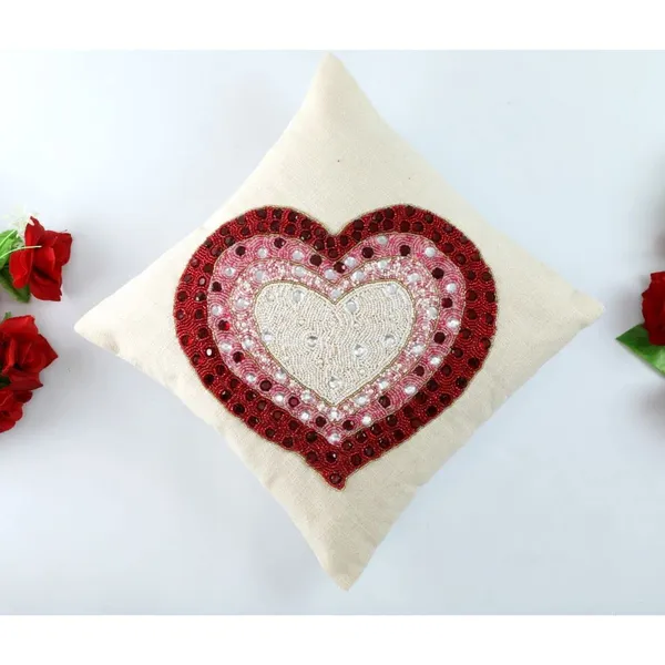 White_&_Brown_Satin_400Tc_Decorative_Pillowcover,_16_X_16_Inches,_White_&_Brown,_1_Piece