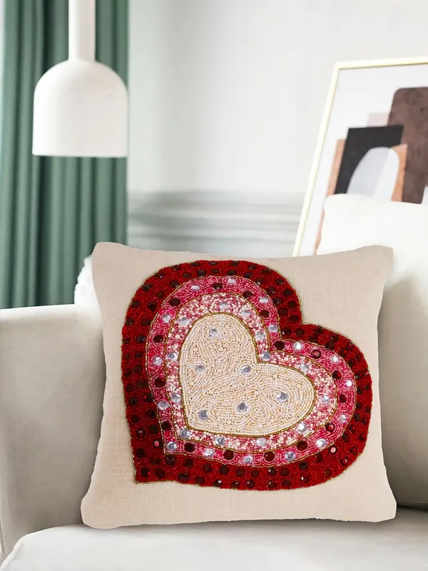 Multicolor_Printed_Cushions_&_Pillows_Case_Beaded_Heart_Pattern_(40.64_Cm*40.64_Cm)_Heart_Shape