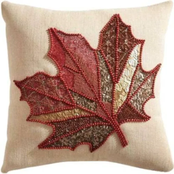Maroon_Leaf_(_Peach)_A_Embroidered_Cushions_Cover_||_Multi_Colored_Print_Decorative_Hand_Made_Cotton_Cushion_Covers