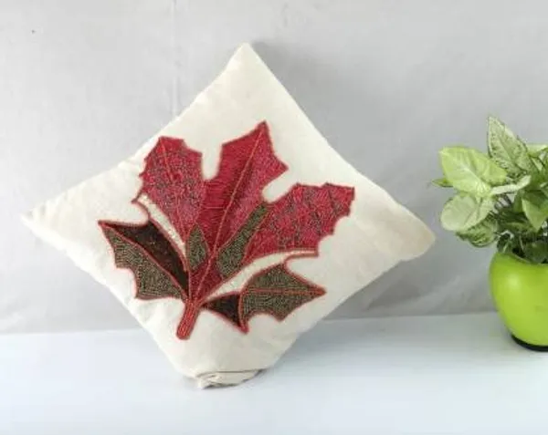 Maroon_Leaf_(_White)_A_Embroidered_Cushions_Cover_||_Multi_Colored_Print_Decorative_Hand_Made_Cotton_Cushion_Covers_16X16