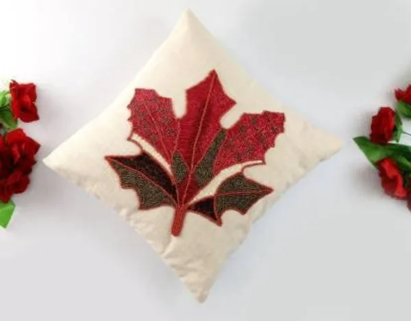Maroon_Leaf_(_White)_A_Embroidered_Cushions_Cover_||_Multi_Colored_Print_Decorative_Hand_Made_Cotton_Cushion_Covers_16X16