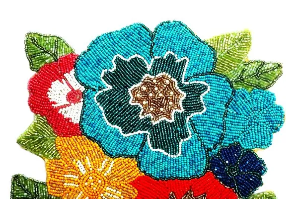 Firozi_Poleyster_Placemats,_Beaded_Design,14_Inch_Multicolor_Floral_Multicolor_Pattern,_Best_For_Bed-Side_Table/Center_Table,_Dining_Table/Shelves