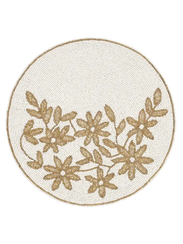 Firozi_Poleyster_Placemats,_Beaded_Design,14_Inch_Gulmohar_Floral_Pattern,_Best_For_Bed-Side_Table/Center_Table,_Dining_Table/Shelves_Pack_Of_2