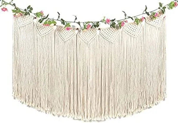 White_Macrame_Wall_Hanging_&_Boho_Wall_Decor_For_Apartment_Dorm_Baby_Room_Bedroom_Nursery_Above_Bed_Wallsmacrame_Wall_Decor_Cum_Wall_Art_For_A_Bohemian_Room_Decor